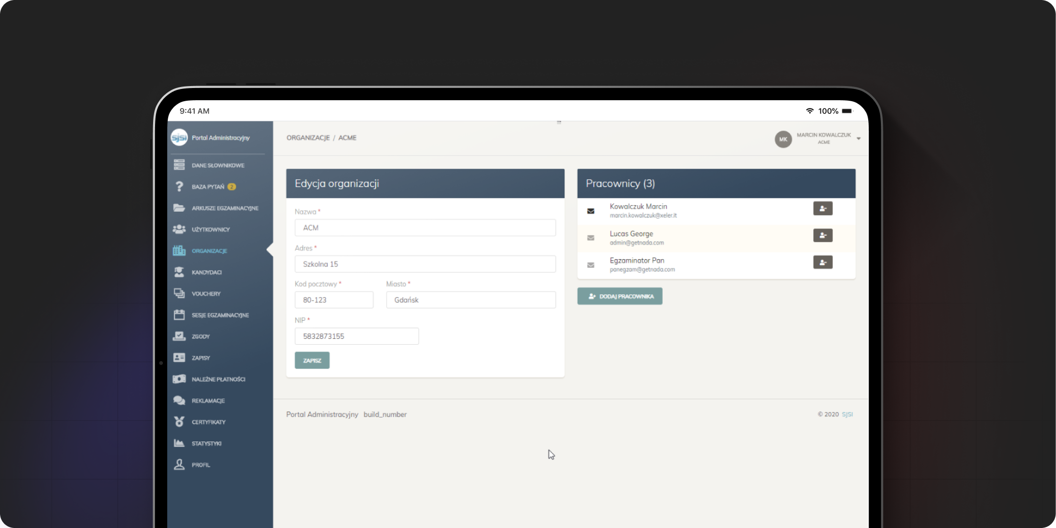 Polish Testing Board Examination System Screenshot